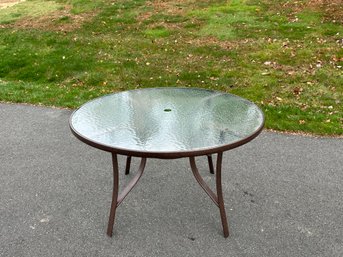 Outdoor Metal Table With Tempered Glass Top