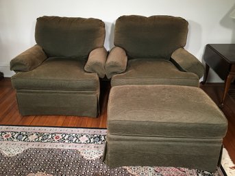 THEY NEED SLIPCOVERS ! Two Fantastic Club Chairs By Brandywine Design Furniture Club Chairs (2) & Ottoman (1)