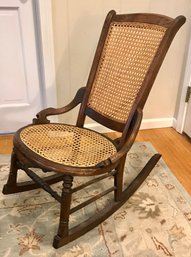 Vintage Walnut Caned Rocking Chair