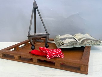 A Vintage Wood Tray, Metal Decor, And More