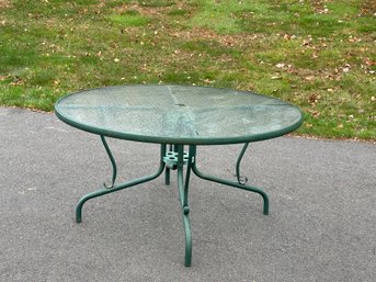 Outdoor Metal Table With Tempered Glass Top