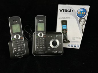 VTEC Cordless Landline Phone Lot - Comes With Base And Two Extra Phones (three Phones Total)