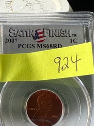 Lincoln Memorial Reverse  1C 2007 MS68RD SATIN FINISH   PCGS