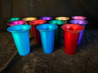 12 Piece Vintage Colorful Aluminum Tumblers