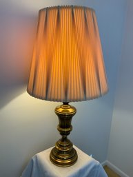 Vintage Brass Lamp With Pleated Shade