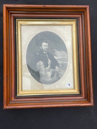 VICTORIAN PRINT 'GRANT IN PEACE' IN VICTORIAN WALNUT FRAME