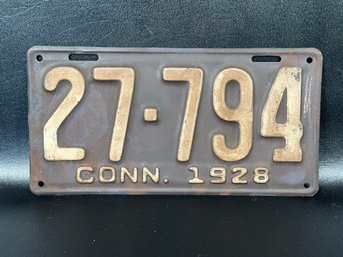 Vintage License Plate: CT 1928, 27-794