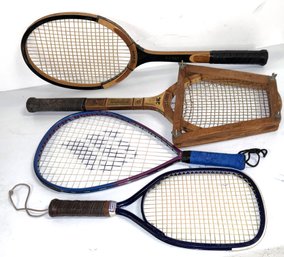 Four Small Size Rackets - Two Tennis & Two Racketball By Wilson, Serex And Ektalon