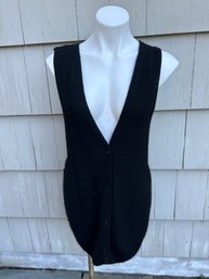 Black Designer Edun Oversized Peruvian Wool Sweater Vest