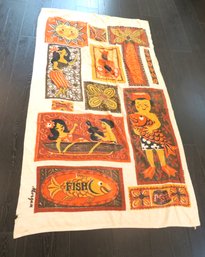 Vintage Morgan Tiki Motif Beach Towel