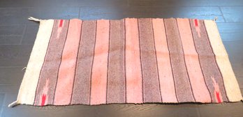 Wool Southwest Mexican Style Rug Blanket Pink Stripes