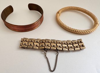 3 Bracelets:  Goldette NY, Copper Cuff & Italian, Some Vintage~Jewelry