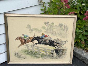 Vintage Louis Claude Steeplechase 'Saut Au Brook' Original Color Etching