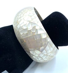 Fabulous Mother Of Pearl Mosaic Bangle Bracelet