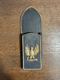 Vintage Cast Iron Top Arch Eagle Black And Gold Matchstick Holder