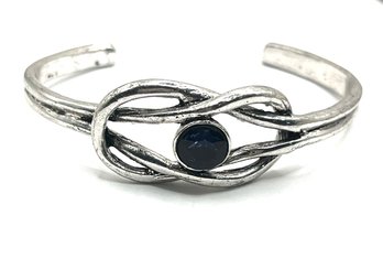 Beautiful Knotted Dark Blue Stone Cuff Bracelet