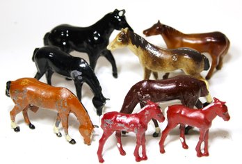 Lot Of 8 Painted Dime Store Lead Figures Of Horses