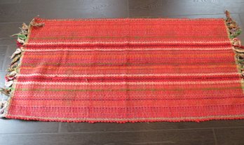 Red Fringe Stripe Small Area Rug