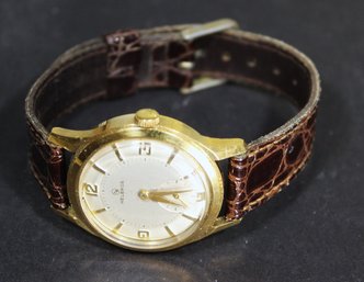 Helbros Vintage Gold Filled Men's Wristwatch Leather Band1