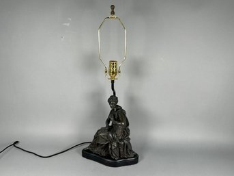 Vintage Cast Metal Figural Lady Lamp