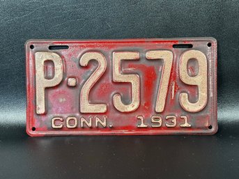 Vintage License Plate: CT 1931, P-2579
