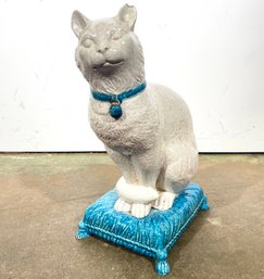 A Life Size Italian Majolica Cat Statue!