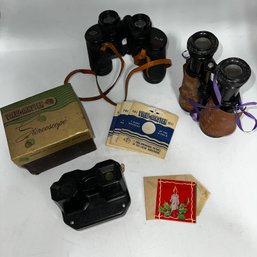 Nice Vintage Lot - View Master Stereoscope, Binoculars, Field Binocular