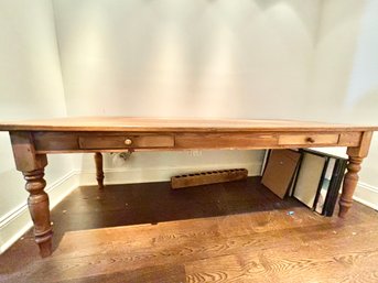 Extraordinary Vintage English Country Pine  Farm Table