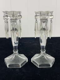 Glass Candlestick Stand Set