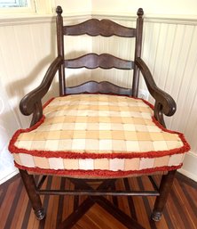 Vintage Minton Spidell French Country Ladder Back Arm Chair W Rush Street