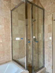 A Chrome And Glass Shower Enclosure - Bath2
