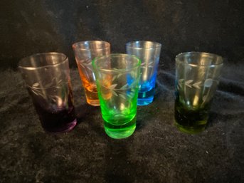 5 Piece Colorful Stained Shot Glasses