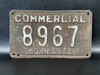 Vintage License Plate: CT 1942, 8967
