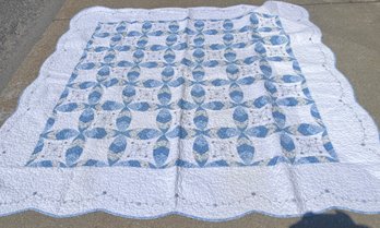 Full/Queen Blue And White Summer Quilt