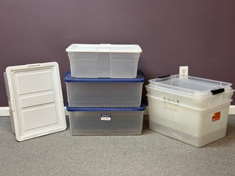 Eight Plastic Storage Tubs, RubberMaid & Others