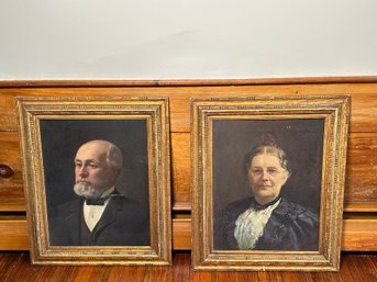 Antique Oil Painting Portraits Of William E Sessions & His Wife