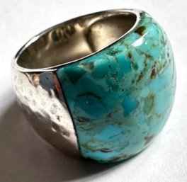 Sterling Silver & Genuine Turquoise Ring, Size 8