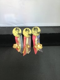 1950'S TED WILLIAMS PIN WITH RIBBON LOT OF 3 VERY RARE !