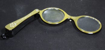 1950s Plastic Lorgnette Eyeglasses Having Rhinestones