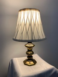 Brass Lamp With Elaborate Fabric Shade