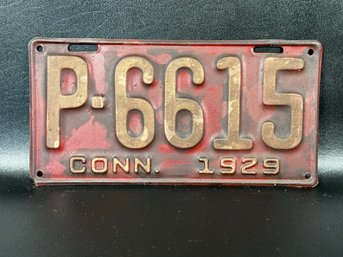 Vintage License Plate: CT 1929, P-6615