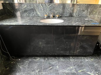 A 72' Black Custom Vanity With Dark Green Marble Counter - Accessories Incl - Bath3