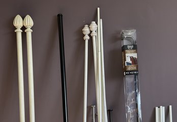 A Large Assortment Of Quality Drapery Rods, Rings & More