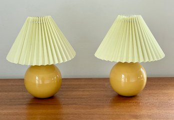 Pair Of Yellow Glazed Ceramic Table Lamps