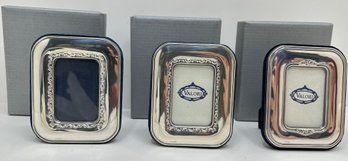 3 New In Box Valori Sterling Silver Small Picture Frames, Marked 925, Bought In Florence, Italy