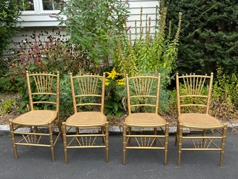 Vintage Gold Painted Cane Chairs