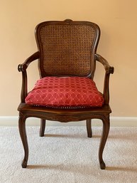 Vintage French Style Cane Seat Carved Accent Chair