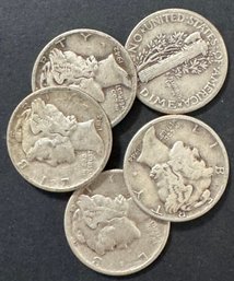 5 Mercury Dimes Miscellaneous Dates