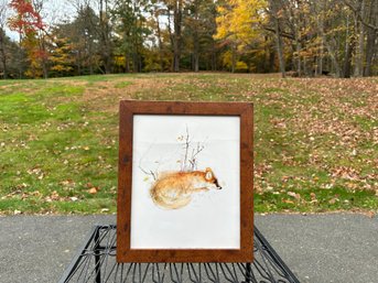 Pencil Signed Fox Print In Rustic Frame