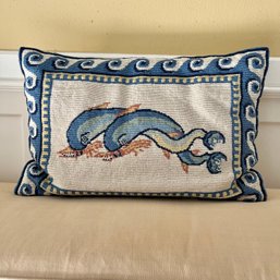 A Needlepoint Dolphin Pillow